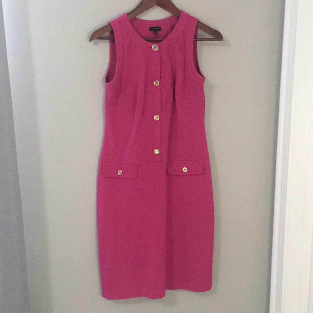 Hot pink sleeveless knee length dress
